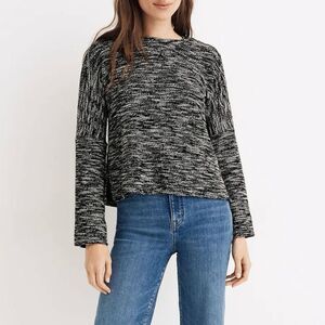 Madewell True Black Button Shoulder Wide Sleeve Knit Top women’s size medium